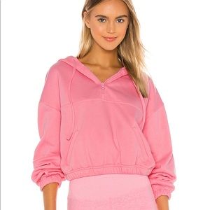 Alo Stadium Half Zip Hoodie in Macaron Pink